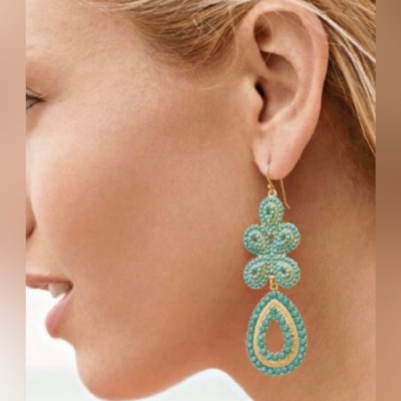 Stella & Dot Capri Turquoise Earrings- NWOT Perfect for Spring and Summer! - Picture 9 of 9